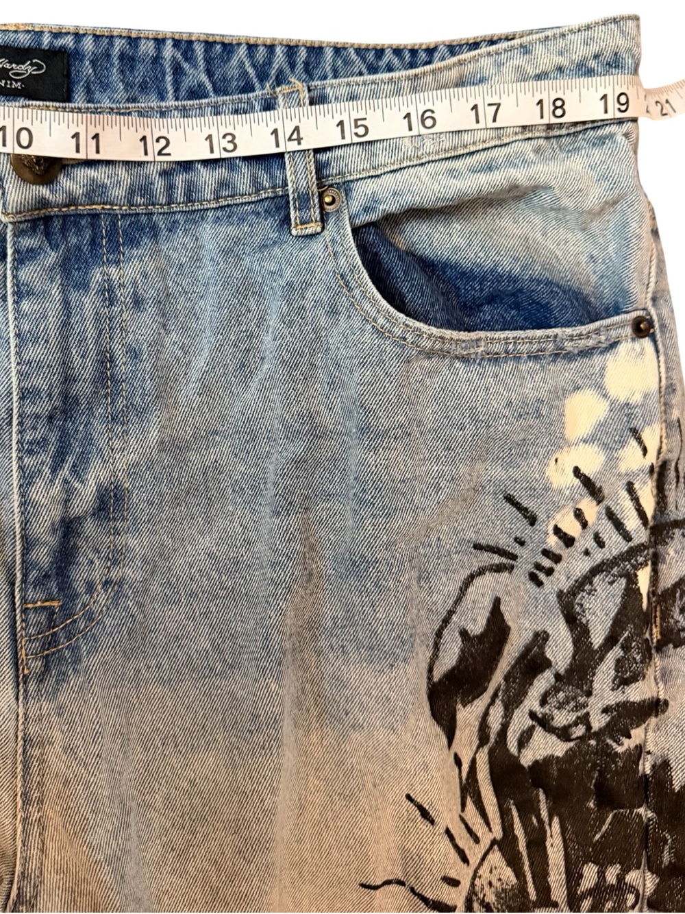 Vintage Y2K Ed Hardy Death Before Dishonor Skull Eagle Jeans 38 - Picture 6 of 16